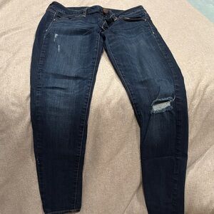 American Eagle Outfitters Dark Indigo Distressed Skinny Jeans